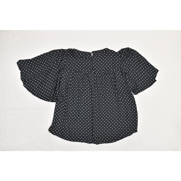 Lane Bryant Women's Black Polka Dot Blouse Plus Size 18 Flutter Sleeve - Picture 5 of 8